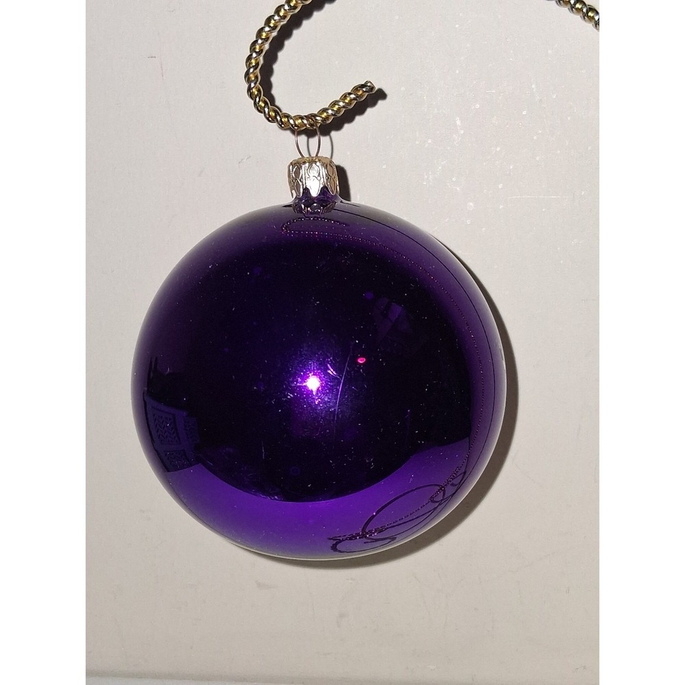 Vintage West Germany Purple Glass Christmas Ornament 4" Large Round Ball